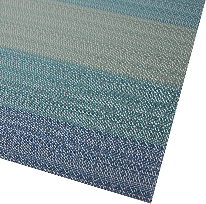 Placemats Washable Easy to Clean PVC Placemat for Kitchen Table Heat-resistand Woven Vinyl Hard Table Mats 12x18 inches Set of 6 （Blue）