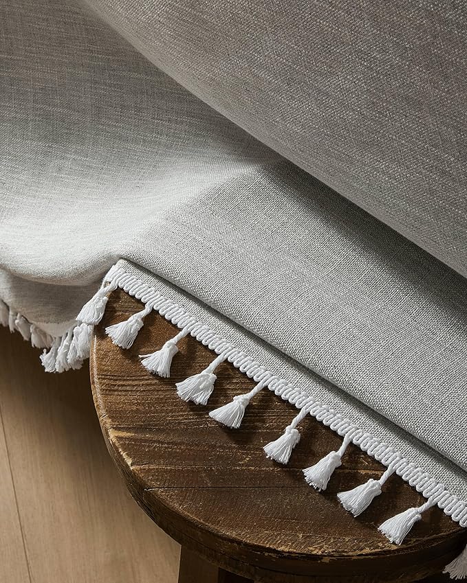 ZeeMart Contrast Linen Table Cloth Rectangle Table Cloths 60x104 Inch Grey, Farmhouse Style Heavy Weight Grey Tablecloth, Water Resistant Burlap Tablecloths