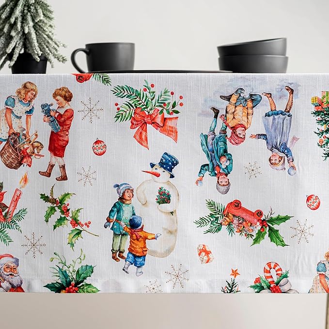 Maison d' Hermine Table Cloth Rectangle Table 100% Cotton 54 x 72 Inches Fall Tablecloth Reusable Everyday Use for Thanksgiving Christmas Decorations Dining Farmhouse Party (Chromo)