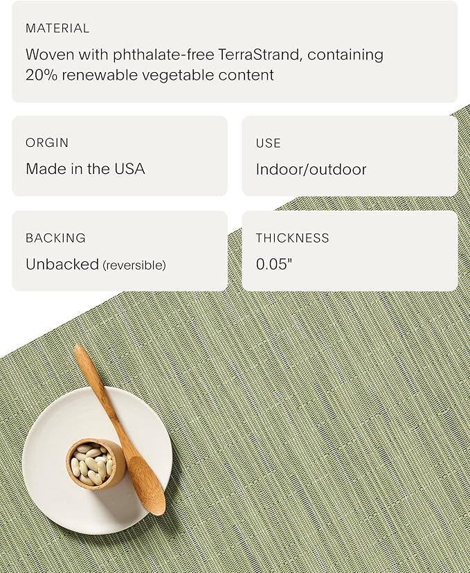 Chilewich Bamboo Placemats Set of 4 - Woven Oval Placemats - Reusable, Stain-Resistant, Indoor/Outdoor Tabletop Protection - 19" x 14" - Spring Green
