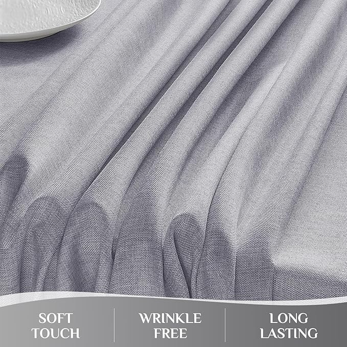 Softalker Large Outdoor Tablecloth Rectangular 104 x 60 Inch Gray Linen Textured Table cloth Stain and Wrinkle Resistant Table Cover for Spring,Easter,Summer,Party,Garden,Coffee Vintage Decor Tabletop