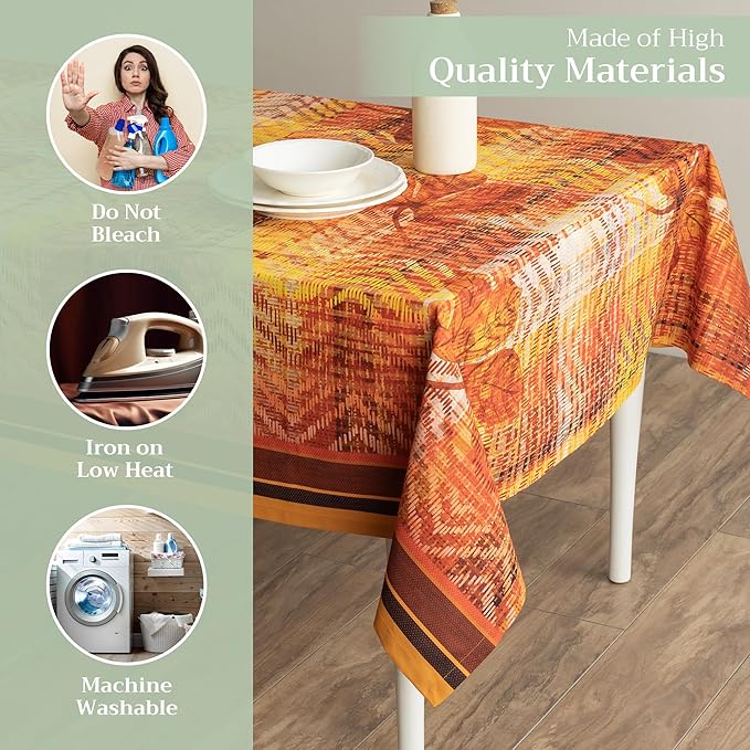 Maison d' Hermine Table Cloth Rectangle Table 100% Cotton 60 x 90 Inches Fall Tablecloth Reusable Everyday Use for Thanksgiving Christmas Decorations Dining Farmhouse Party (Thanksgiving Tartan)