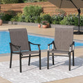 PHI VILLA Outdoor Dining Chairs Set of 2, Breathable Textilene Fabric and Metal Frame with Backrest and Armrest,Quick-Dry and Rustproof,Patio Chairs for Lawn,Garden