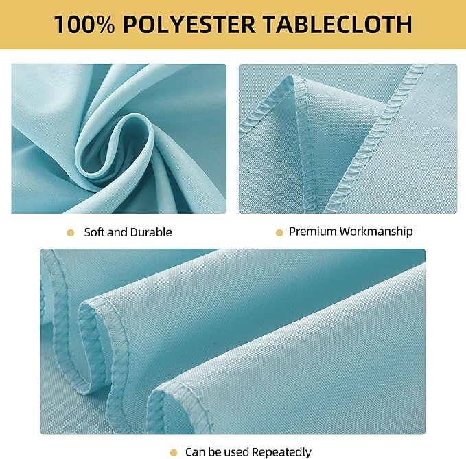 2-Pack 60x102 inch Dusty Blue Table Cloths, Solid Stain and Wrinkle Resistant Oblong Tablecloth, Premium Plain Weave Polyester Fabric Rectangle Table Linen Covers for Hotel, Wedding