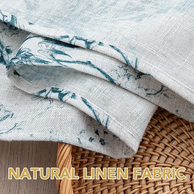 H.VERSAILTEX Linen Table Cloths Floral Printed Tablecloth Spill-Proof Waterproof Table Cover for Dining Buffet Feature Soft and Thick Fabric Wrinkle Free, 60 x 104 Inch, Vintage Botanical - Blue