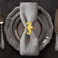 Decozen Set of 12 Gold Napkin Rings in Sea Horse Design, Festive, Table Decor Setting for Holiday, Wedding, Birthday, Kitchen, Home Decor, Housewarming Gift - Mothers Day Decorations