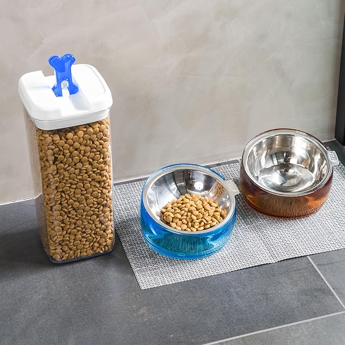 Felli Pet Oblik Whisker Fatigue Cat Food Bowl Raised Stainless Steel Shallow Dish, Pet Design Anti Vomit Tilted Metal Plate Feeder Elevated Acrylic Base for Treats Storage(Gold, 0.5 Cups Shallow Dish)