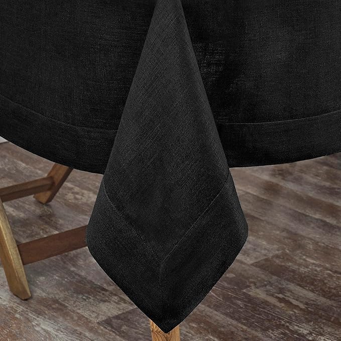 D'Moksha Homes Linen Black Tablecloth 60 x 132 Inch - 100% Pure Linen Rectangular Tablecloth - Machine Washable Table Cloth for Spring, Easter