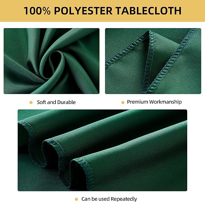 2-Pack Round 108-inch Blackish Green Table Cloths, Solid Stain and Wrinkle Resistant Circular Tablecloth, Premium Plain Weave Polyester Fabric Table Linen Covers for Hotel, Banquet