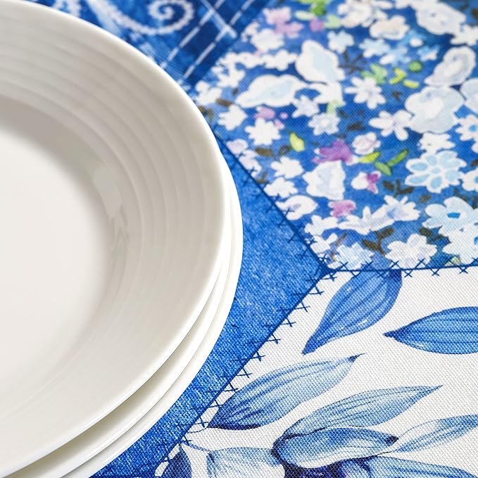 Maison d' Hermine Table Cloth Square Table 100% Cotton 54 x 54 Inches Tablecloth Reusable Decorative for Dining Room Farmhouse Home Valentines Day Decorations Spring Summer - Summer Blues
