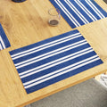 Encasa XO Dining Placemat Set of 6 | Franca Blue Stripes Color | Fine Ribbed Cotton Table mat | Size 19x13 in | Machine Washable