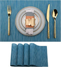 SLKQG Plastic Place mats Set of 4 - Easy Clean Placemats - Washable Heat Resistant Table Mats for Dining Table - 17x12 Inch (Sky Blue Turquoise, 4)
