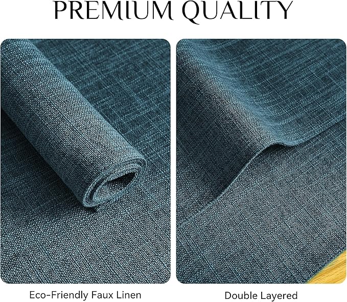 Softalker Faux Linen Placemats Set of 12-12 x 18 Inch, Heat Resistant Double Layered Durable Burlap Farmhouse Place Mats, Non-Slip Washable Rustic Table Mats for Dining, Kitchen, Party（Teal