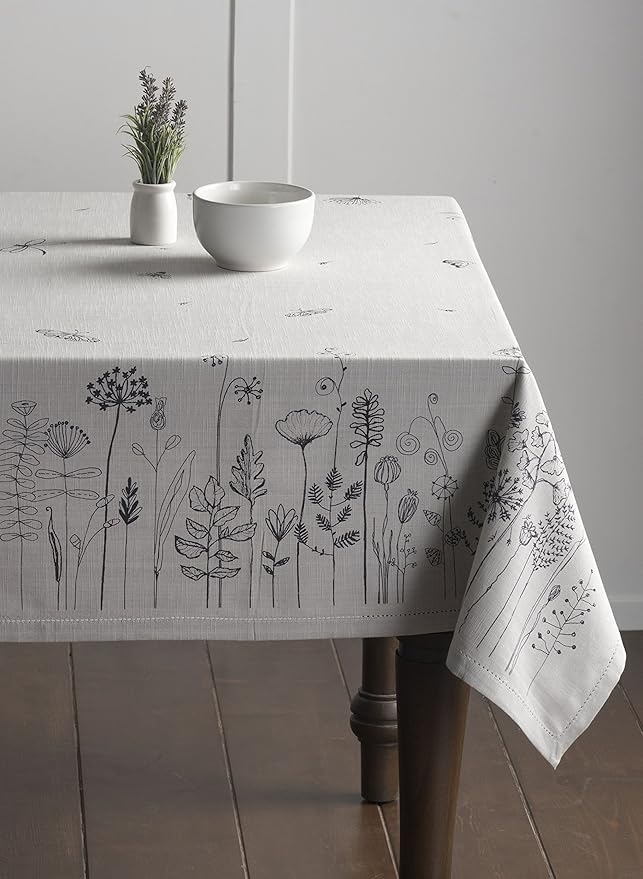 Maison d' Hermine Table Cloth Rectangle Table 100% Cotton 60 x 120 Inches Tablecloth Reusable Decorative for Dining Room Farmhouse Home Valentines Day Decorations Spring Summer - Flore
