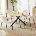 45.3 Inch Round Dining Table Set for 4, Mid Century Modern Small Coffee Set for Dining Room Kitchen Apartment (Cream Table + 4 White Shell Chairs)
