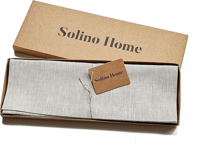 Solino Home Linen Placemats Set of 4-100% Pure Linen Oyster Grey Cloth Placemats 14 x 19 Inch for Spring, Easter - Athena