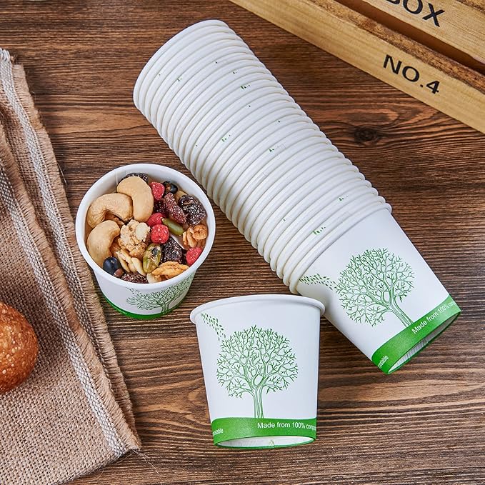 ECOLipak 500 Count Compostable Paper Cups, 4 oz Paper Espresso Coffee Cups with PLA Lined, Disposable Eco-friendly Biodegradable Hot Paper Cups for Party, Picnic,Travel,and Events