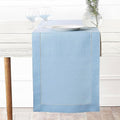 D'Moksha Homes Linen Powder Blue Table Runner 72 Inches Long - 100% Pure Linen Hemstitch Table Runner 14 x 72 Inch for Dresser, Dining, Spring, Easter - Classic Hemstitch