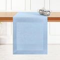 D'Moksha Homes Linen Powder Blue Table Runner 84 Inches Long - 100% Pure Linen 14 x 84 Inch Table Runner for Dining, Spring, Easter - Machine Washable