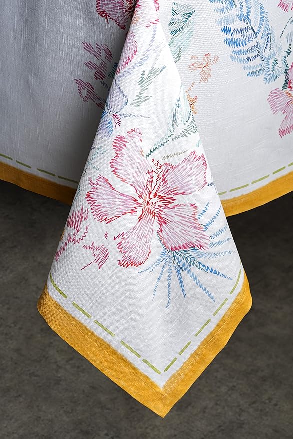 Maison d' Hermine Table Cloth Rectangle Table 100% Cotton 54 x 72 Inches Tablecloth Reusable Decorative for Dining Room Farmhouse Home Valentines Day Decorations Spring Summer - Paradise Island