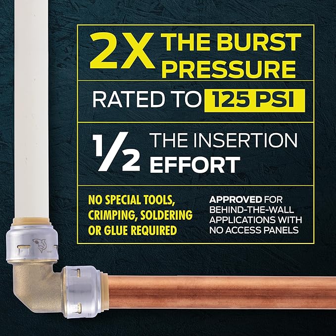 SharkBite Max 1/2 x 1/2 Inch MIP Angle Stop Valve, Quarter Turn, Push to Connect Brass Plumbing Fitting, Brushed Nickel Finish, PEX Pipe, Copper, CPVC, PE-RT, HDPE, UR24946