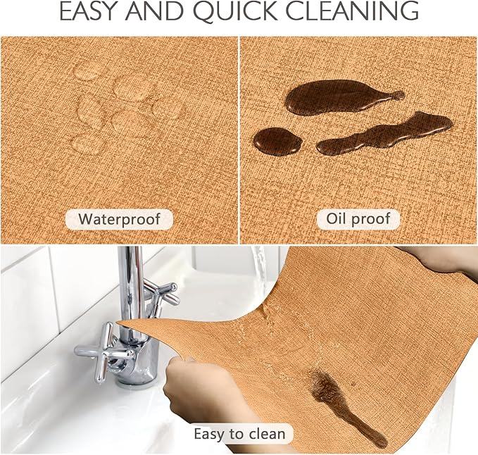 Faux Leather Placemats Set of 6 Washable PU Table mats for Kitchen Table - Heat Resistant, Waterproof, Easy Clean, Anti Slip 11.8" x 17" (Yellow-6 Pack)
