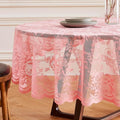 Warm Home Designs 36 Inch Round Tablecloth with English Rose Design. Use as Small Round Tablecloth, Lace Table Cloth or Coffee Table Cover. Small Pink Table Linen for 2-4 Guests. (LTC Rose 36)