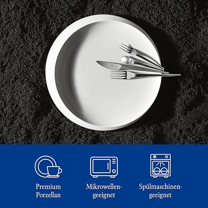 Villeroy & Boch NewMoon, Modern Dinner Plate for Everyday Use, Premium Porcelain, Dishwasher Safe, White, 10.6 in