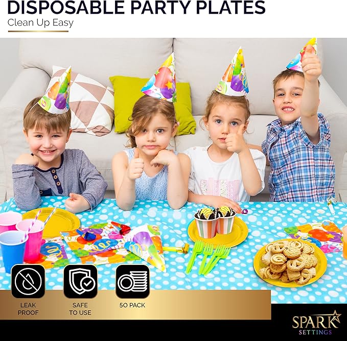 Disposable Paper Plates Yellow, 7 Inch Paper Dessert Plates, Strong and Sturdy Disposable Plate for Party, Dinner, Holiday, Picnic, or Travel Party Plate, Pack of 50