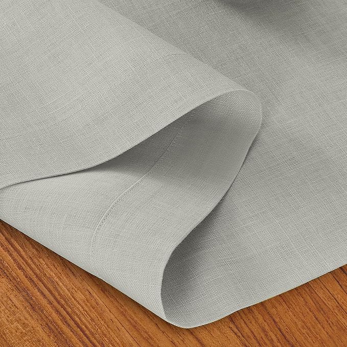 D'Moksha Homes Linen Silver Grey Table Runner 84 Inches Long - 100% Pure Linen 14 x 84 Inch Table Runner for Dining, Spring, Easter - Machine Washable