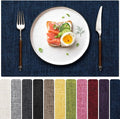 Blue Forest Placemats Set of 4, Dual-Layered Thickened Faux Linen Cloth Place Mats Heat Resistant Machine Washable Wrinkle Free Table Mats Indoor/Outdoor (Navy Blue)
