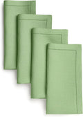 D'Moksha Homes Sage Green Linen Napkins Set of 8 - Classic Hemstitch 100% Pure Linen Hemstitch Dinner Napkins 20 x 20 Inch for Spring, St Patricks Day, Easter - Handcrafted and Machine Washable