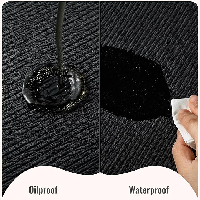 Jovono Faux Leather Placemats Set of 4, Waterproof Washable Table Mats, Easy-Clean Heat Resistant Kitchen Vinyl Place Mat for Dining Table, Restaurant, Indoor, 17.8"x11.8", Black