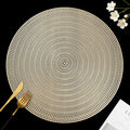 FAVE 12PCS Gold Vinyl Round Placemats, Wheat Sheaf Design 15 Inch Placemats Set of 12 Washable for Dining, Events, Banquet, Home & Daily Use (Gold Wheat,12pcs)