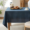 Linen Tablecloth for Rectangle Table, 60x84 Inch Navy, Farmhouse Style Navy Blue Tablecloth, Water Resistant Burlap Tablecloths for Dining Table Farmhouse Kitchen