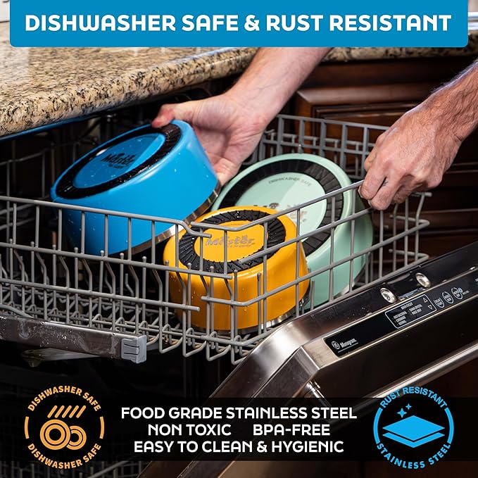 Master Pet Supply Stainless Steel Dog Bowls - 32 oz, Heavy Duty - Stainless Steel, Double Wall Extra-Thick Insulated, Non-Slip Pet Water Bowl for Dogs, Cats & Pets, Anti Rust Metal, Dish Washer Safe