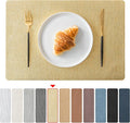 Jovono Faux Leather Placemats Set of 4, Waterproof Washable Table Mats, Easy-Clean Heat Resistant Kitchen Vinyl Place Mat for Dining Table, Wedding, Holidays, Indoor, 17.8"x11.8", Gold