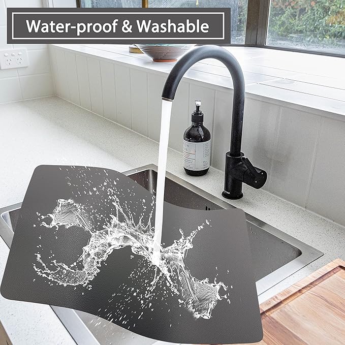 Wipeable Placemats Leather Table Mats Waterproof Heat-Resistant Easy to Clean for Dining Table Set Kitchen Table (6, Grey)