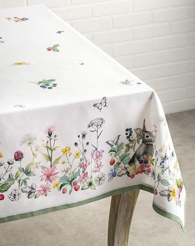 Maison d' Hermine Table Cloth Rectangle Table 100% Cotton 70 x 108 Inches Tablecloth Reusable Decorative for Dining Room Farmhouse Home Valentines Day Decorations Spring Summer - Printemps