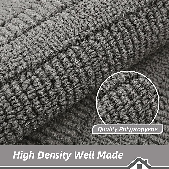 BEQHAUSE 30x18 Inch Kitchen Rug Mat Durable Kitchen Rugs Non-Slip Washable Absorbent Kitchen Mats for Floor Dirt-Resistant Semicircular Kitchen Mat (Grey, 2PCS)