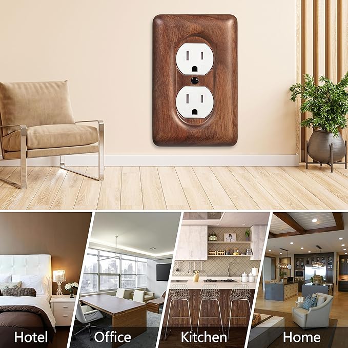 Decorative Outlet Covers Solid North American Walnut Plug Plate Covers, Electrical Wall Plates for Outlets
