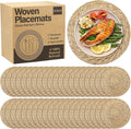 Elcoho 40 Pieces Round Woven Placemats 13.8 Inch Boho Rattan Placemats Farmhouse Braided Place Mats Woven Plate Chargers Rustic Wicker Table Mats for Dining Table