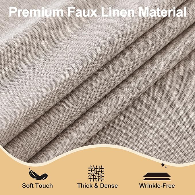 JIUZHEN Round Table Cloth Faux Linen Farmhouse Tablecloth Wrinkle and Stain Resistant Decorative Fabric Table Cover for Kitchen, Dining Room, Parties and Camping, Stone, 70 Inch Round