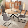 46.4" Round Dining Table and Chair Set, Mid Century Modern Round Dining Table for Set of 4, Coffee Table w/Steel Legs for Kitchen Dining Room, Office, Save Space