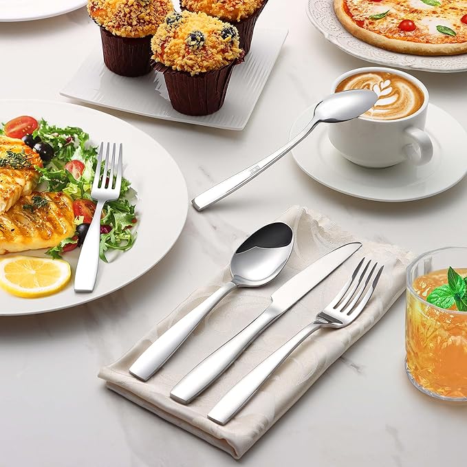Onader 40 Piece Heavy Duty Silverware Set, Stainless Steel Flatware Cutlery Set for 8