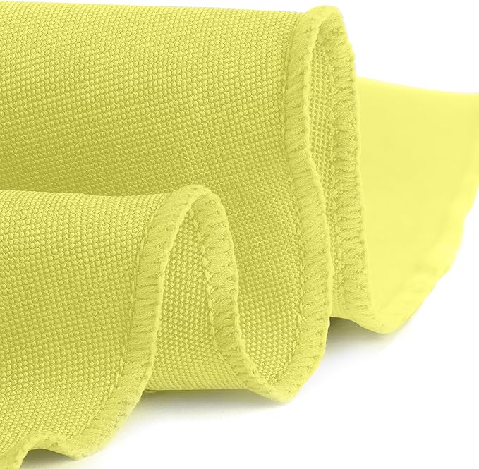 Gee Di Moda Round Tablecloth - 120 Inch Yellow Round Table Cloth for 60 to 96 Inch Round Tables - Heavy Duty Washable Fabric - for Buffet Table, Holiday Party, Dinner, Wedding & Baby Shower