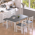 5 Piece Dining Table Set, Solid Wood Dining Table Set for 4, Farmhouse Table and 4 Chairs Set, 43.3'' Rectangular Kitchen Table Set for 4, Grey & White