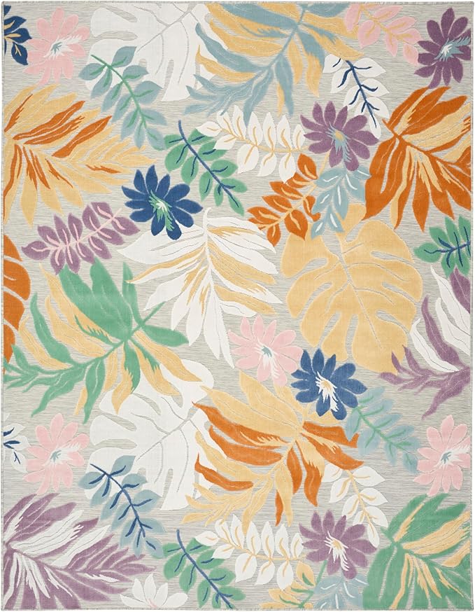 Nourison Home Suncoast Multicolor 9' x 12' Area Rug - Easy Clean, Non Shedding, Bed Room, Living Room, Dining Room, Kitchen (9' x 12')
