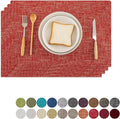 Kevin Textile Fall Table Mats Set of 4 Heat Resistant Washable Placemats for Seasonal Autumn Parties Buffet Dinner, 13 x 19 inches, Burnt Brick