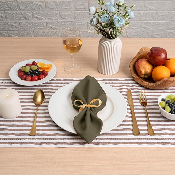 Blue Needles Solid Cloth Napkins Set of 6 Olive Green 100% Cotton Dinner Napkins 18x18 inches - Soft, Reusable, Absorbent & Washable Linen, Ideal for Christmas Events, Parties & Everyday Use
